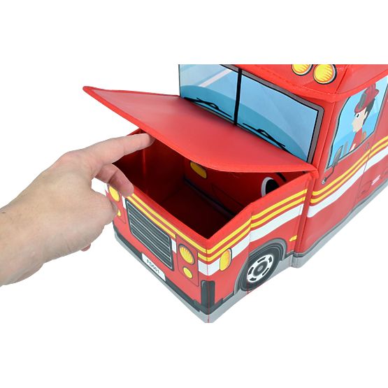 Pouf scatola di stoccaggio camion dei pompieri - rosso