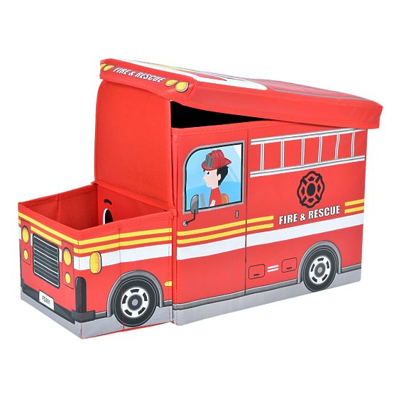 Pouf scatola di stoccaggio camion dei pompieri - rosso