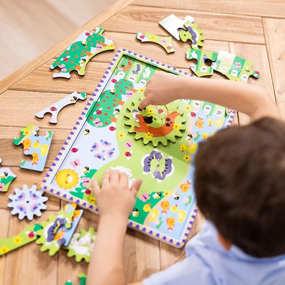 Puzzle con ingranaggi Corsa degli animali