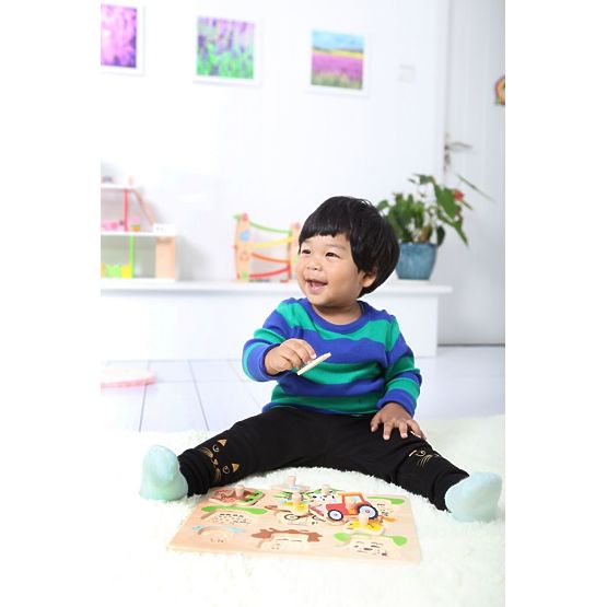 Puzzle con maniglie Amici della fattoria e trattore