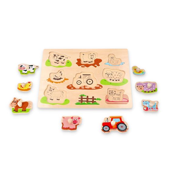 Puzzle con maniglie Amici della fattoria e trattore