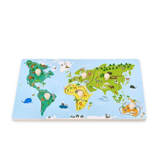 Puzzle con maniglie mappa del mondo