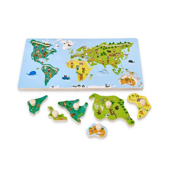 Puzzle con maniglie mappa del mondo