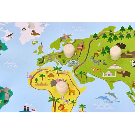 Puzzle con maniglie mappa del mondo