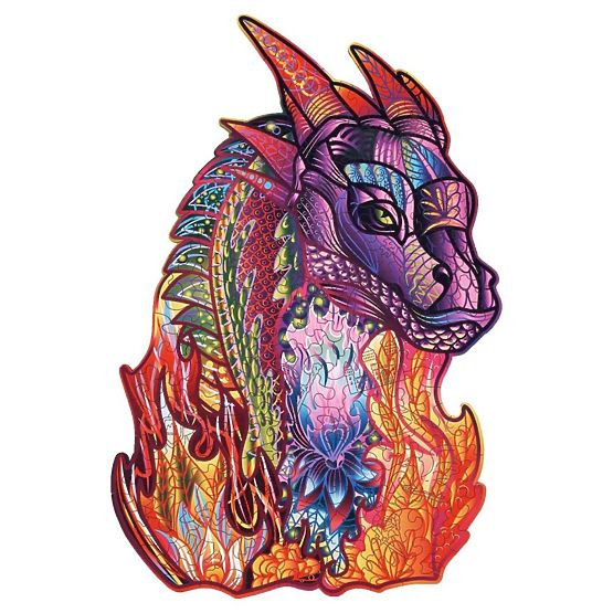 Puzzle in legno colorato - drago