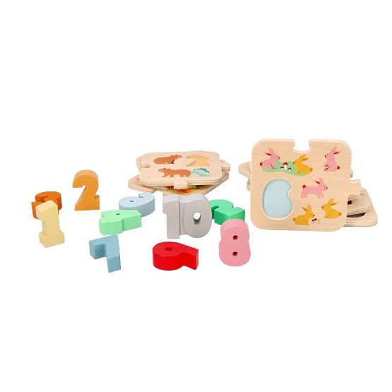 Puzzle in legno con animali - apprendimento dei numeri Montessori