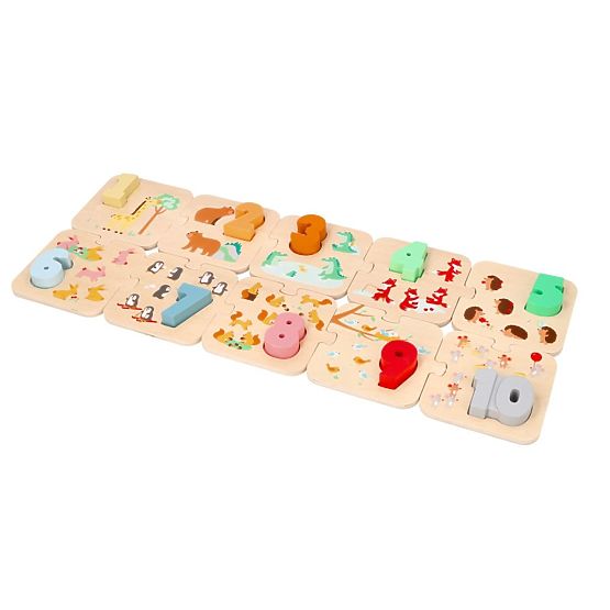 Puzzle in legno con animali - apprendimento dei numeri Montessori