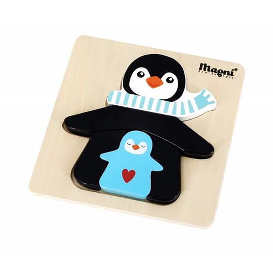 Puzzle in legno Pinguino con cuccioli