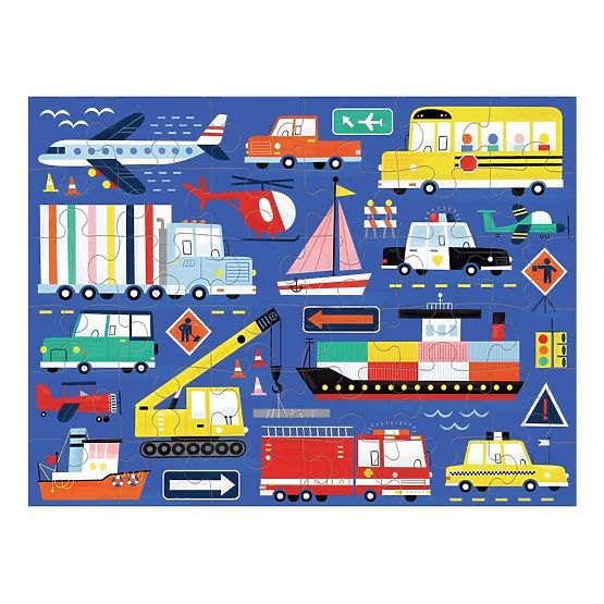 Puzzle Mudpuppy Mezzi di Trasporto in Sacchetto di Stoffa 36 Pezzi