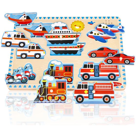 Puzzle sonoro in legno - Veicoli - puzzle musicale