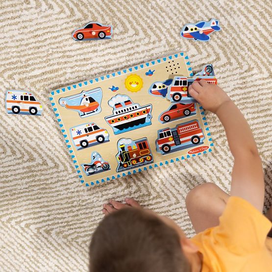 Puzzle sonoro in legno - Veicoli - puzzle musicale