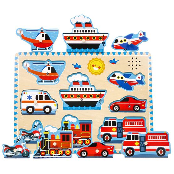 Puzzle sonoro in legno - Veicoli - puzzle musicale