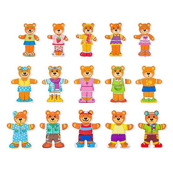 Puzzle Vesti la famiglia di orsi