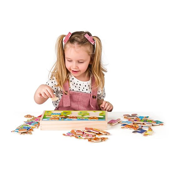Puzzle Vesti la famiglia di orsi