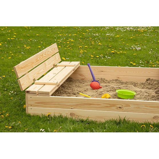 Sabbiera per bambini richiudibile con panche - 120x120 cm