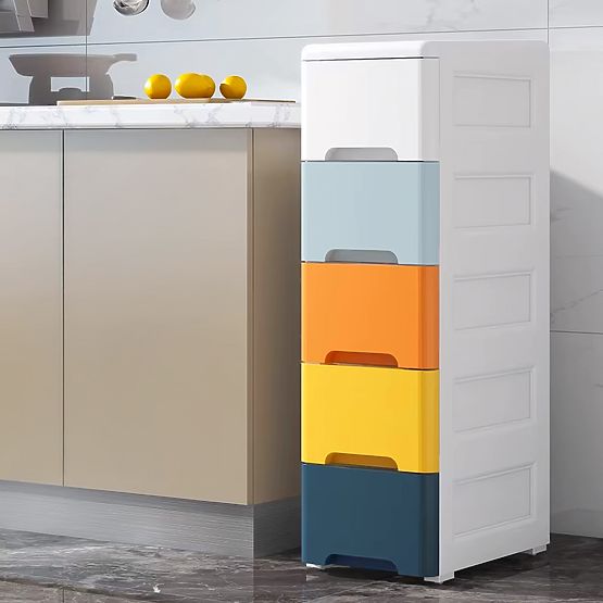 Scaffale con 5 cassetti estraibili, gambe con ruote ModernHome