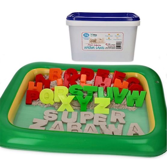 Sabbia cinetica da 3 kg con sabbiera gonfiabile e stampi