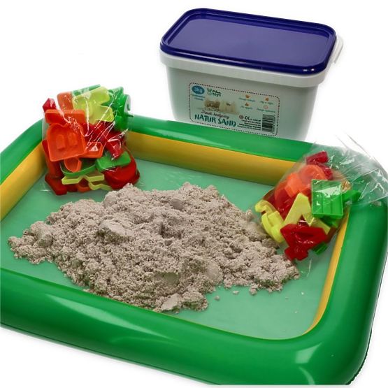 Sabbia cinetica da 3 kg con sabbiera gonfiabile e stampi