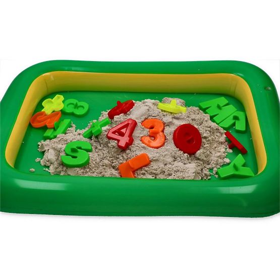 Sabbia cinetica da 3 kg con sabbiera gonfiabile e stampi