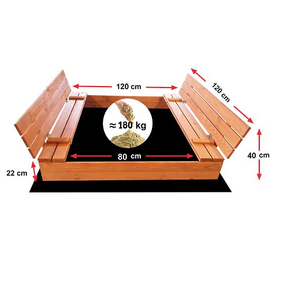 Sabbiera chiudibile con panche 120 x 120 - impregnata
