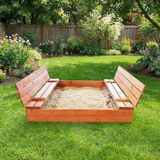 Sabbiera richiudibile con panche 140 x 140 - impregnato