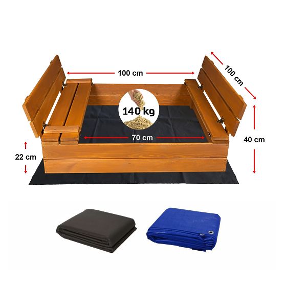 Sabbiera richiudibile con panche 100x100 cm