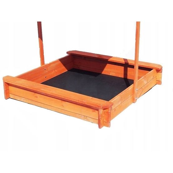 Sabbiera in legno con panche e tettoia 120 x 120 - gialla