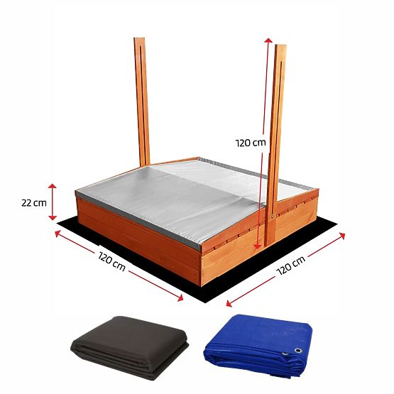 Sabbiera richiudibile con panche e tettoia 120 x 120 - grigio