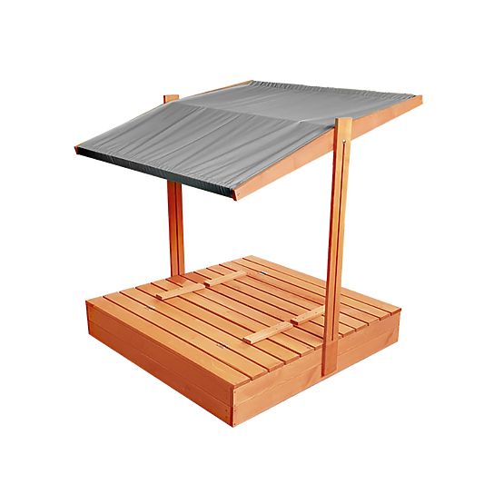 Sabbiera richiudibile con panche e tettoia 120 x 120 - grigio