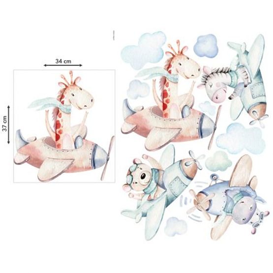 Adesivo murale - Animali in aereo