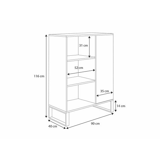 Scaffale armadio Fondi rovere craft dorato, stile loft