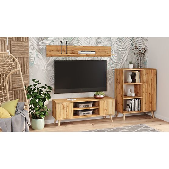 Scaffale armadio Fondi rovere craft dorato, stile scandinavo