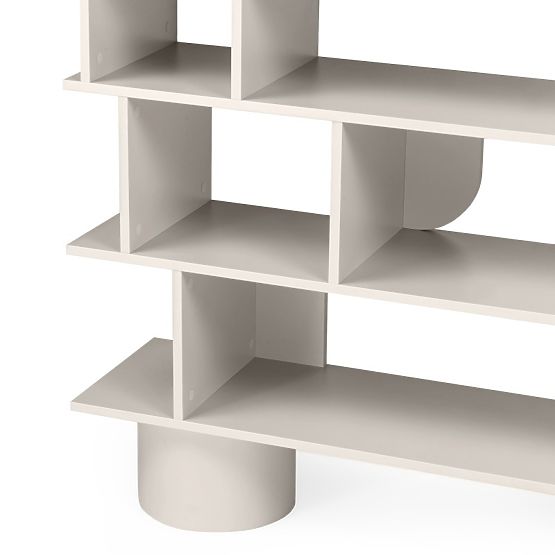 Scaffale basso Rangali, color cashmere, arrotondato