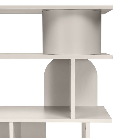 Scaffale basso Rangali, color cashmere, arrotondato