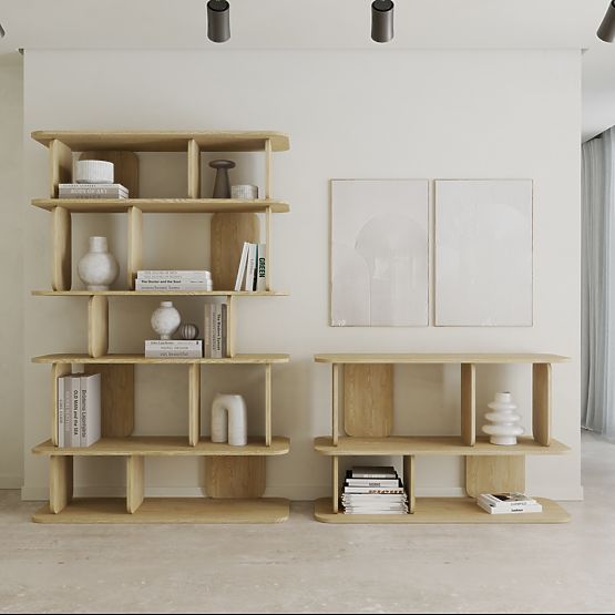 Scaffale basso Tulumo, arrotondato, Rovere Cremona Torro