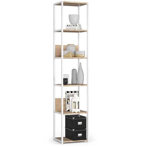 SCAFFALE IN METALLO LOFT 400 BIANCO/ROVERE SONOMA