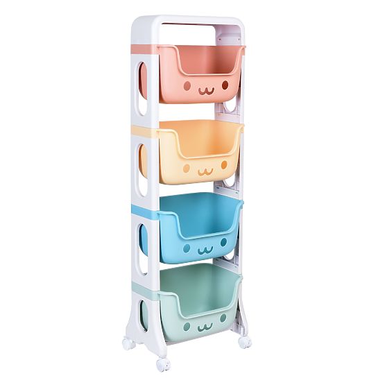 Scaffale in plastica su ruote BOBBY con 4 ripiani