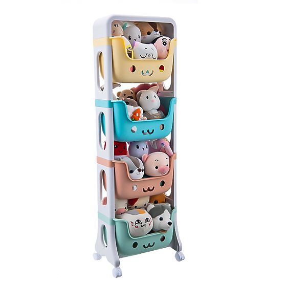Scaffale in plastica su ruote BOBBY con 4 ripiani