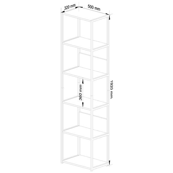 Scaffale loft in metallo 50 cm - bianco-rovere artisan - 6 ripiani