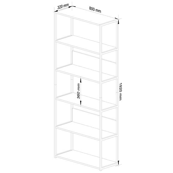 Scaffale loft in metallo 80 cm - bianco-rovere sonoma - 6 ripiani