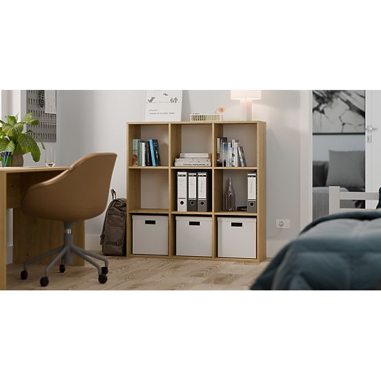 SCAFFALE MALAX 3x3 H ROVERE ARTISAN CON PANNELLO POSTERIORE IN HDF 110x110 CM