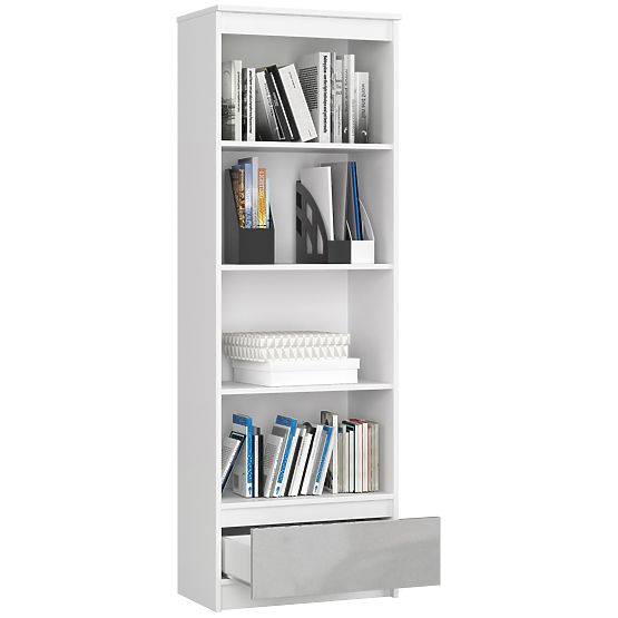 SCAFFALE R 60 cm CLP 1 CASSETTO 4 RIPIANI BIANCO / LUCIDO METALLICO