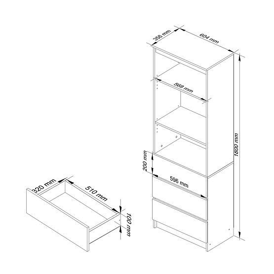 SCAFFALE R60 3SZ 2P CLP PK BIANCO