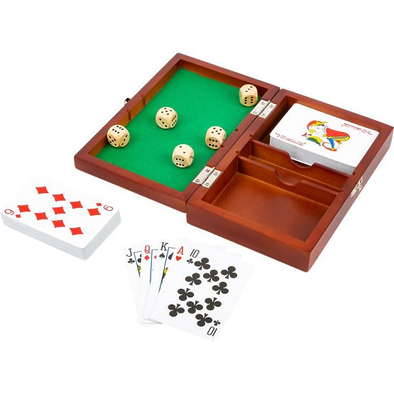 Scatola per giochi di carte e dadi