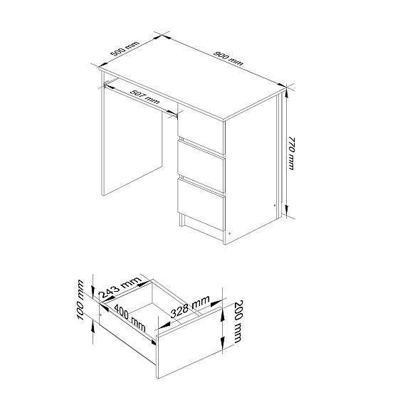 SCRIVANIA A-6 CLP ROVERE CRAFT / BIANCO DESTRA