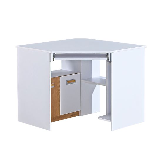 Scrivania angolare L11 - bianco / rovere nash