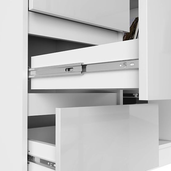 SCRIVANIA ANGOLARE B16 124 cm SINISTRA 3 CASSETTI PK BIANCO / BIANCO LUCIDO