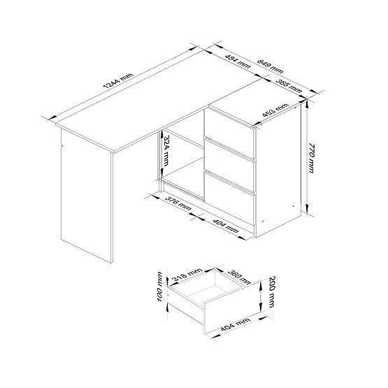 SCRIVANIA ANGOLARE B16 CLP DESTRA PK SONOMA / BIANCO
