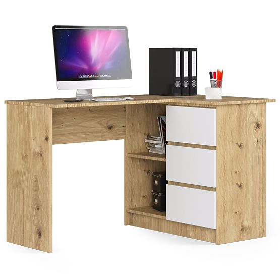 SCRIVANIA ANGOLARE B16 CLP DESTRA ROVERE ARTISAN / BIANCO