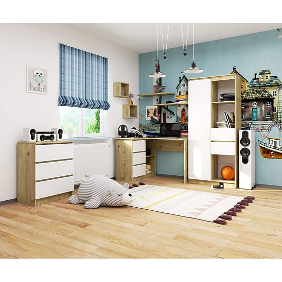 SCRIVANIA ANGOLARE B16 CLP SINISTRA ROVERE ARTISAN / BIANCO